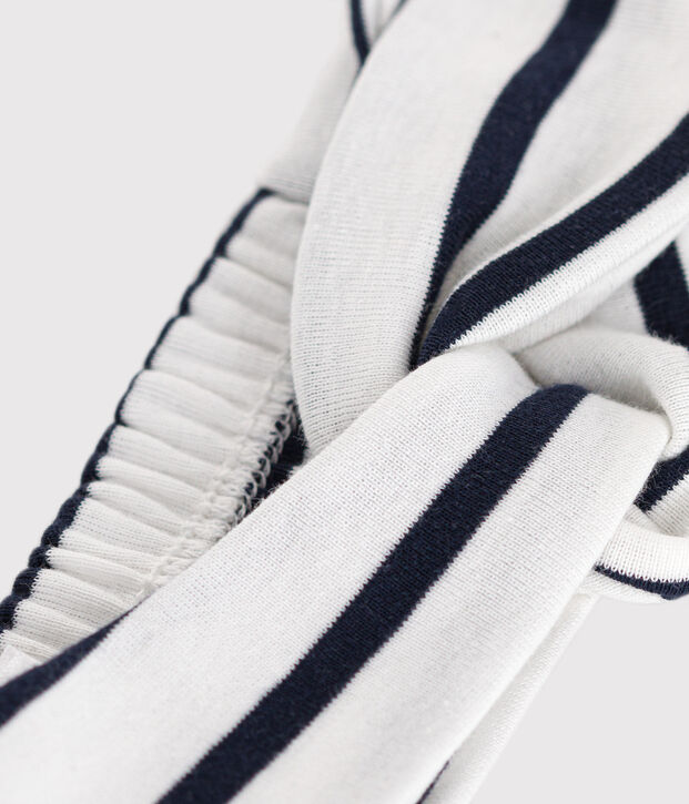 Fascia beb&egrave; femmina in cotone a righe bianco/blu