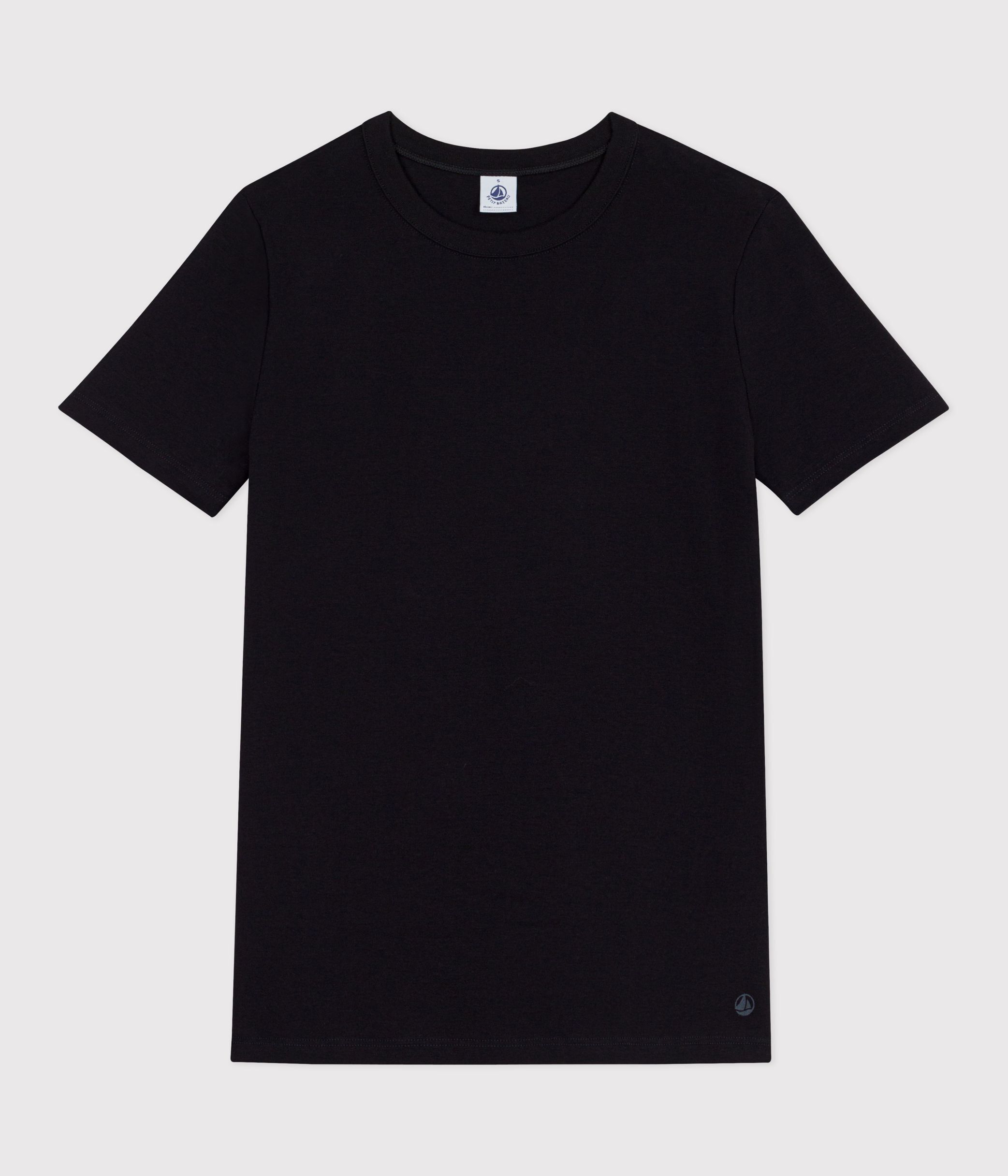 T-shirt Iconica a maniche corte a coste tinta unita donna nero