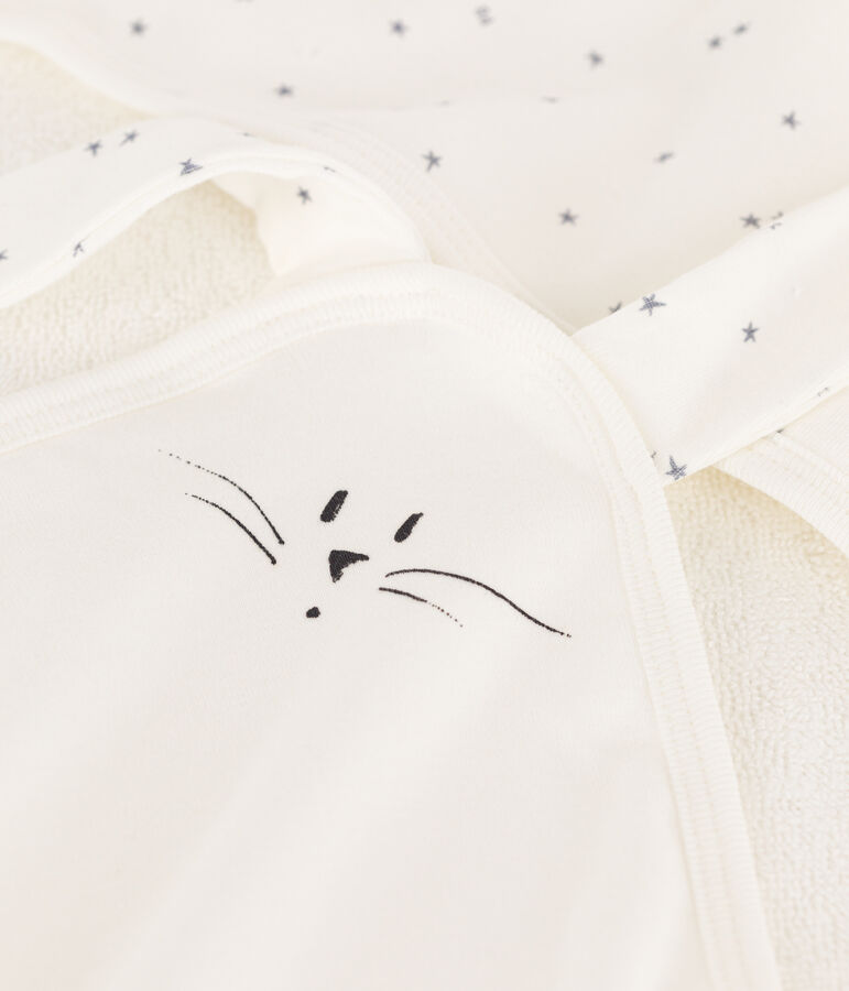 Asciugamano quadrato da bagno e doudou in cotone bianco/grigio