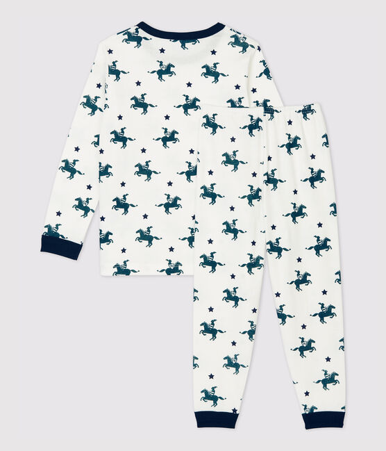 Pigiama bambino fantasia cavalieri in cotone bianco MARSHMALLOW/bianco MULTICO