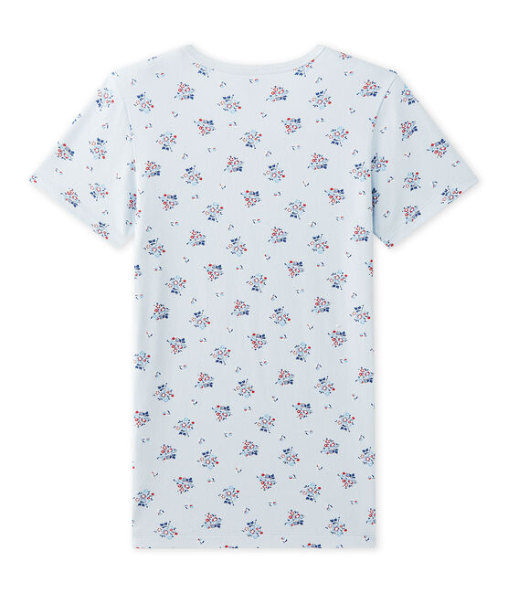 T-shirt fille imprimé en jersey stretch blu FRAICHEUR/bianco MULTICO