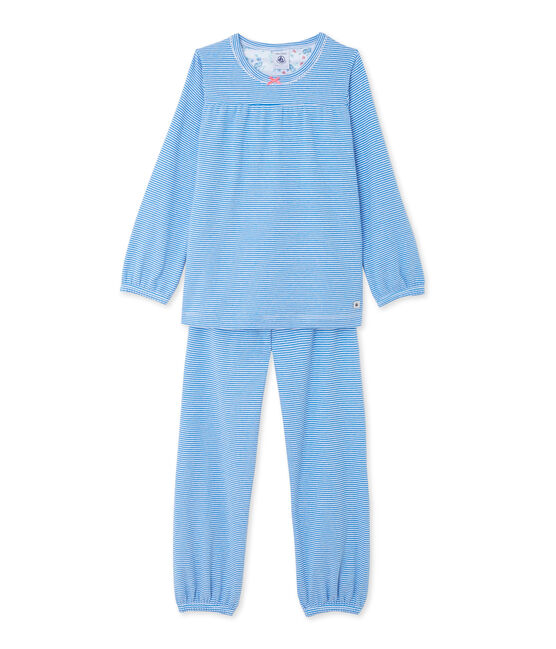 Pigiama bambina millerighe blu DELPHINIUM/bianco ECUME