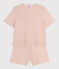 Pigiama donna corto in cotone rosa SALINE