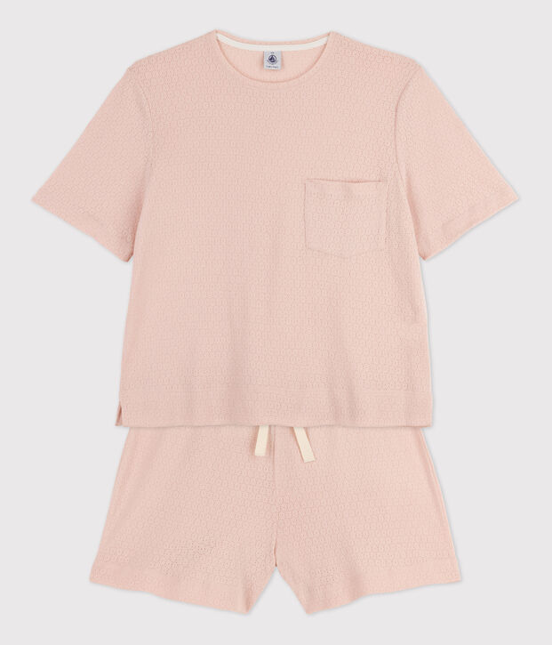 Pigiama donna corto in cotone rosa