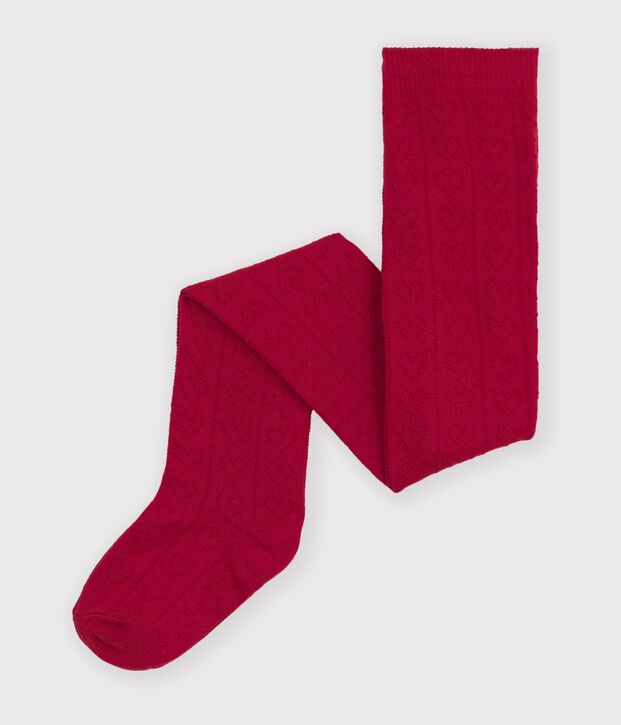 Collant in cotone traforato a cuori neonata rosso