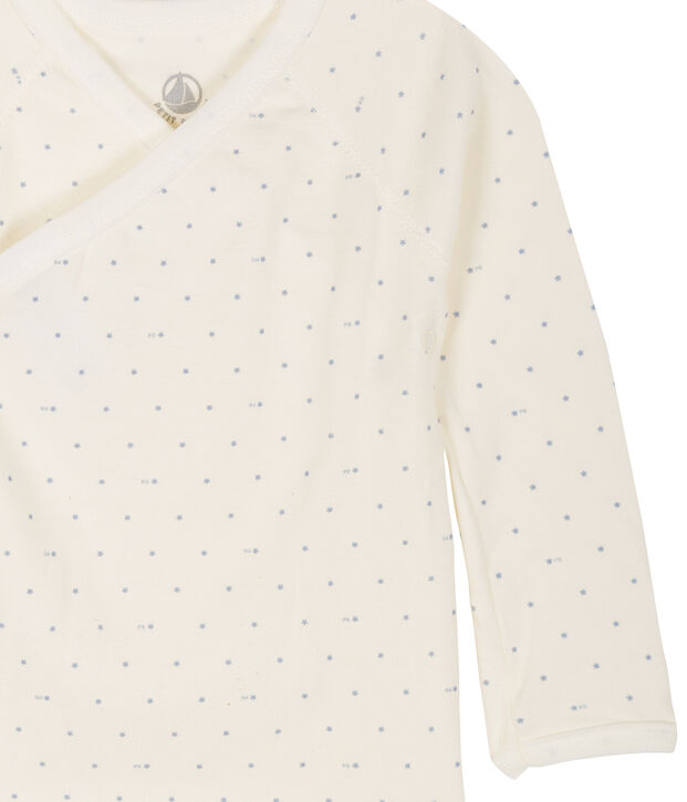 Body nascita a maniche lunghe beb&egrave; bianco/blu