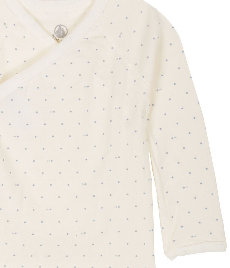 Body nascita a maniche lunghe beb&egrave; bianco MARSHMALLOW/blu ACIER