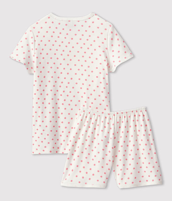 Pigiama corto a pois rosa bambina in cotone bianco MARSHMALLOW/rosa GRETEL