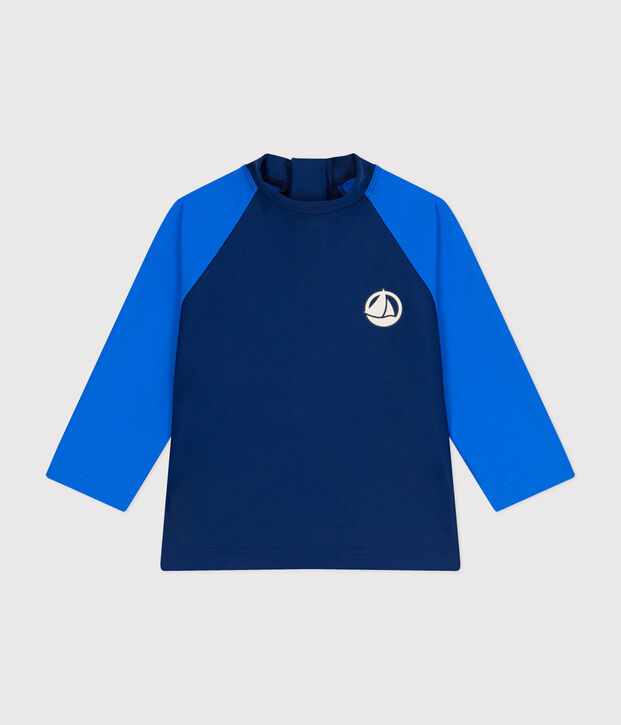 T-shirt da spiaggia anti uv beb&egrave; blu/blu