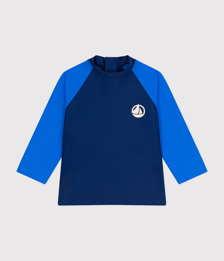 T-shirt da spiaggia anti uv beb&egrave; blu/blu