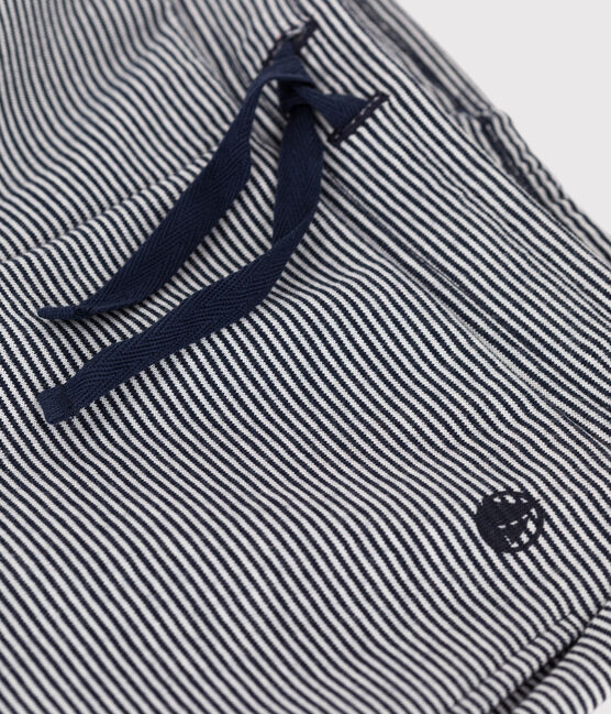 Pantalone in doppio jersey bambina blu SMOKING/bianco MARSHMALLOW