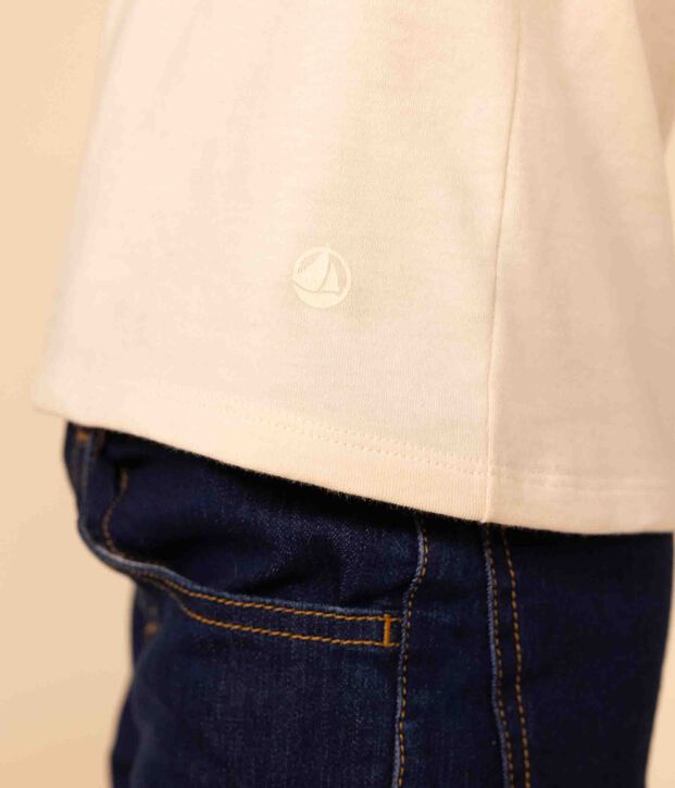 T-shirt a maniche corte in cotone bambina ecru