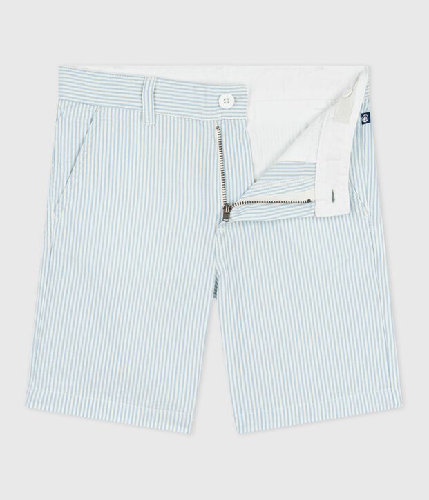 Bermuda in cotone a righe bambino blu/blu