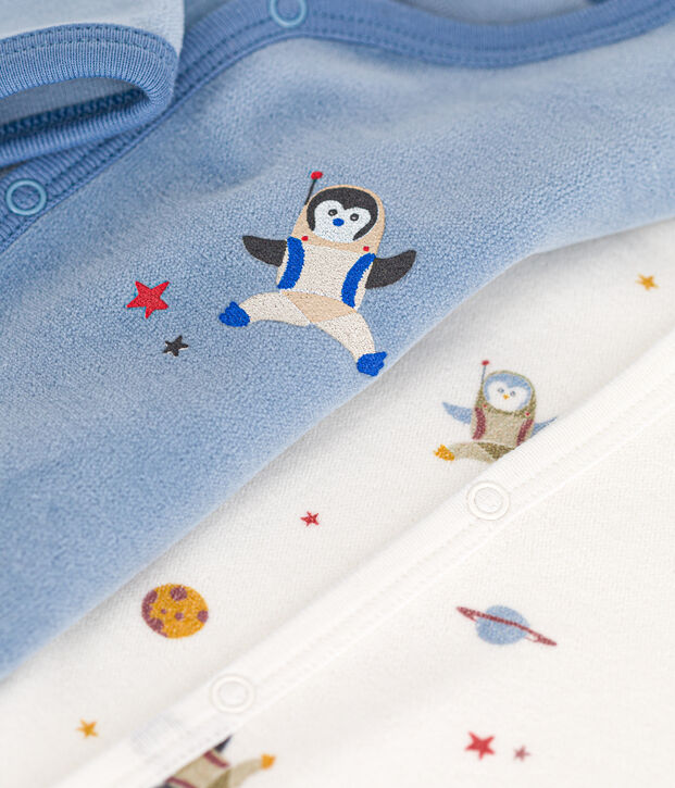 Set di 2 pigiami neonato in ciniglia multicolore