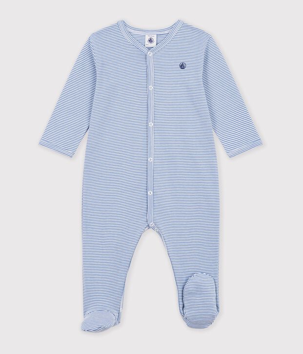 Pigiama in cotone millerighe neonato blu/bianco