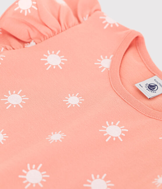 T-shirt a maniche corte in cotone con stampa bambino arancione ABRICOT/ MARSHMALLOW