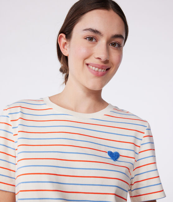 T-shirt donna Le Droit in cotone a righe bianco AVALANCHE/ MULTICO