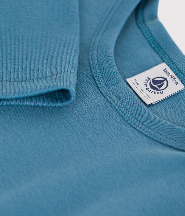 T-shirt a maniche lunghe in cotone blu