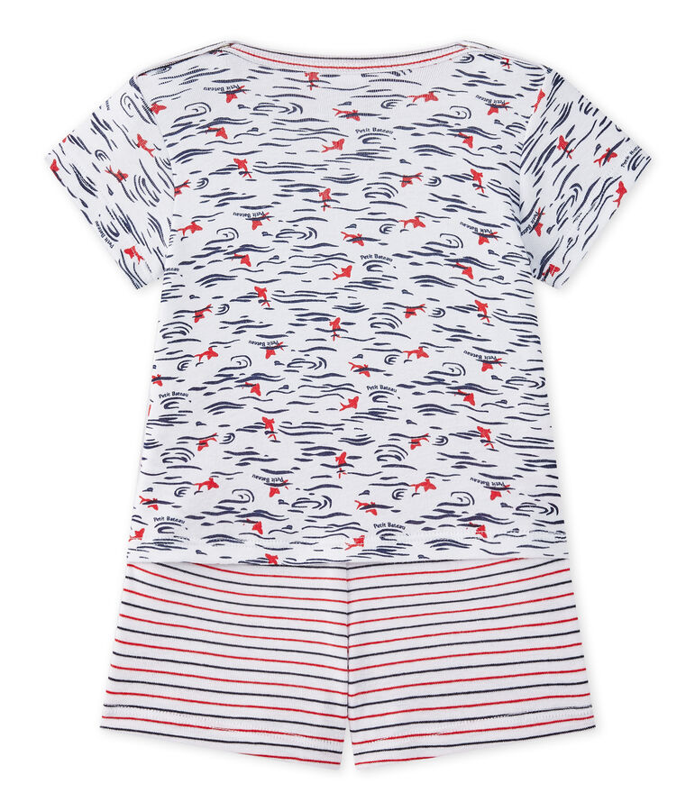 Pigiama beb&egrave; bambino 2 pezzi bianco ECUME/bianco MULTICO