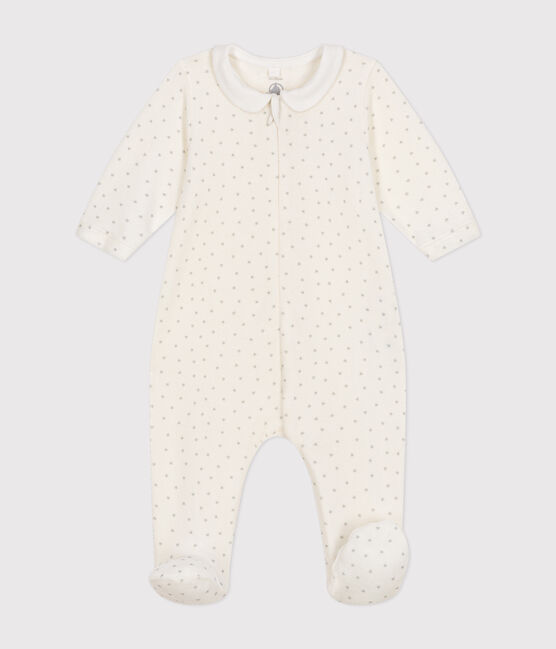 Pigiama neonato in velluto bianco MARSHMALLOW/grigio GRIS