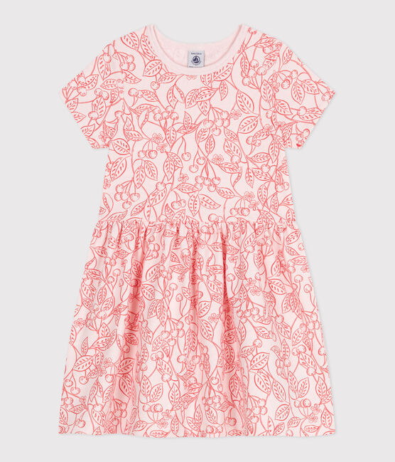 Abito a maniche corte in cotone fantasia bambina rosa FLEUR/ SPI