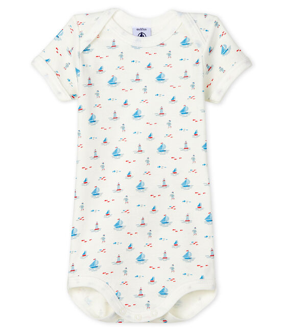 Body unitario a maniche corte stampa navy neonato bianco MARSHMALLOW/bianco MULTICO