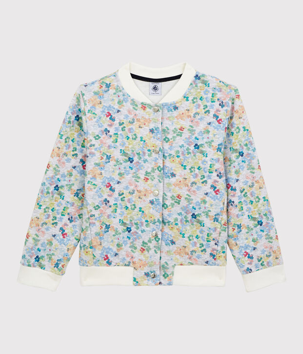 Cardigan stile teddy in jersey bambina grigio/multicolore