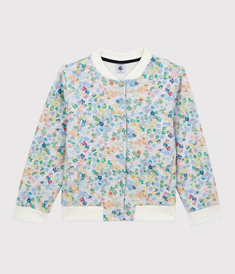 Cardigan stile teddy in jersey bambina grigio/multicolore