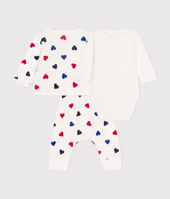 Set 3 pezzi in cotone neonato bianco MARSHMALLOW/bianco MULTICO