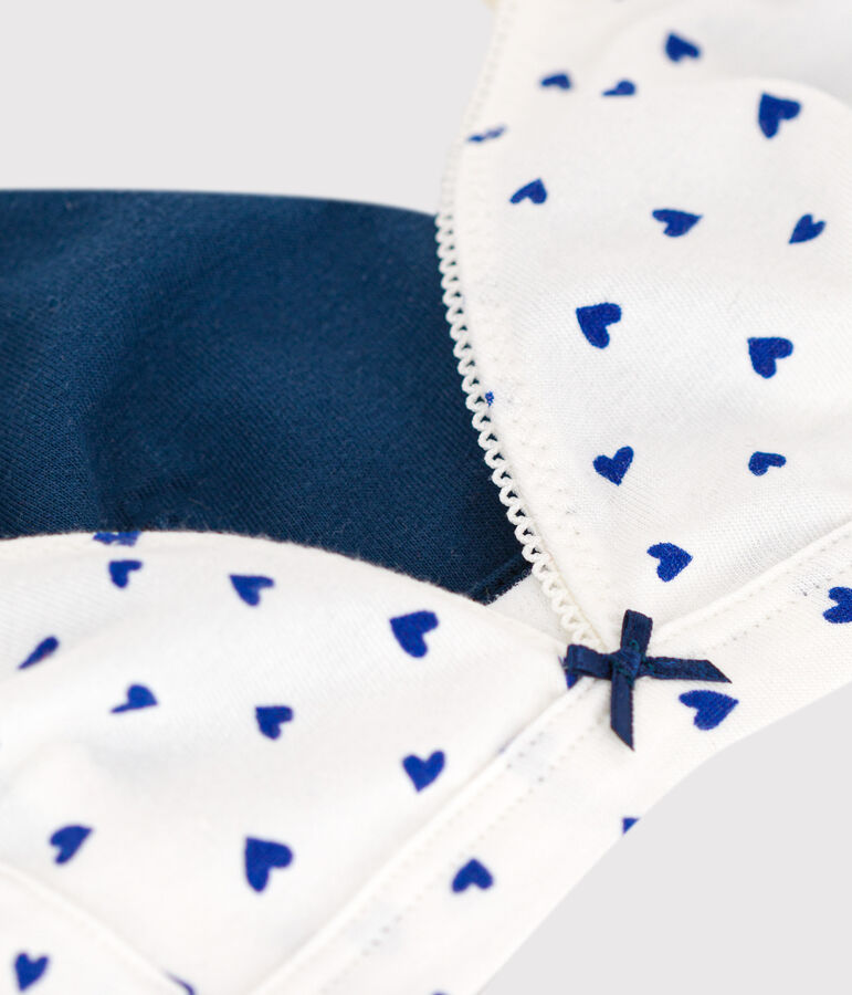 Confezione di 2 reggiseni ragazza in cotone ed elastam motivo cuore multicolore