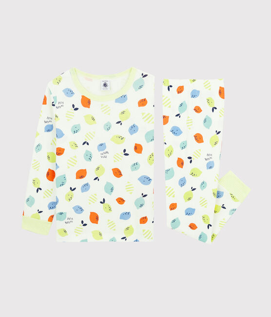 Pigiama fantasia limoni bambino-bambina in cotone biologico bianco MARSHMALLOW/bianco MULTICO