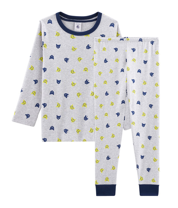 Pigiama bambino a costine grigio/multicolore