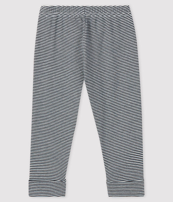Pantalone millerighe bebè femmina blu SMOKING/bianco MARSHMALLOW
