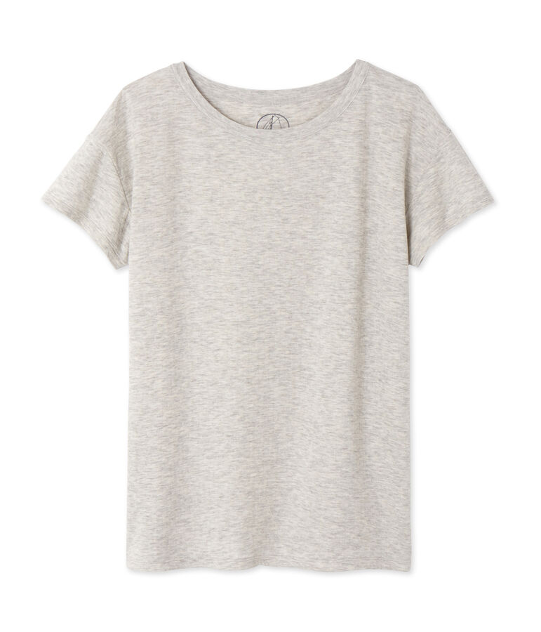 Maxi t-shirt donna in tubique extra-fine chin&eacute; grigio BELUGA CHINE