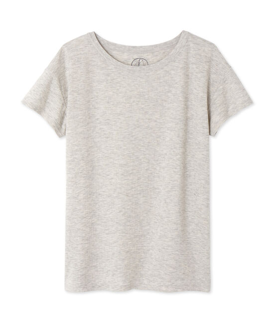 Maxi t-shirt donna in tubique extra-fine chiné grigio BELUGA CHINE