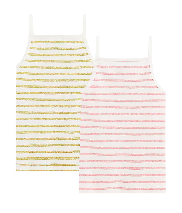 Duo di canottiere con spalline bambina multicolore