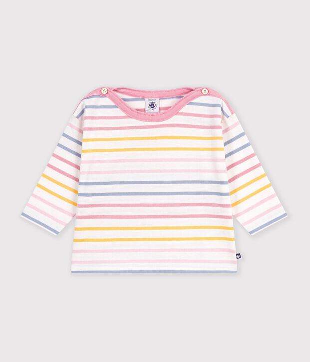 Marini&egrave;re in cotone neonato bianco/multicolore