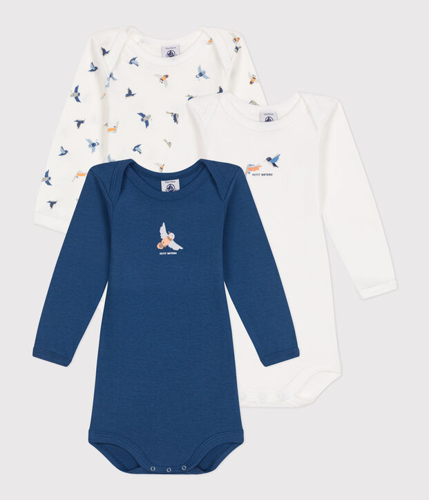 Set di 3 body a maniche lunghe in cotone neonato multicolore