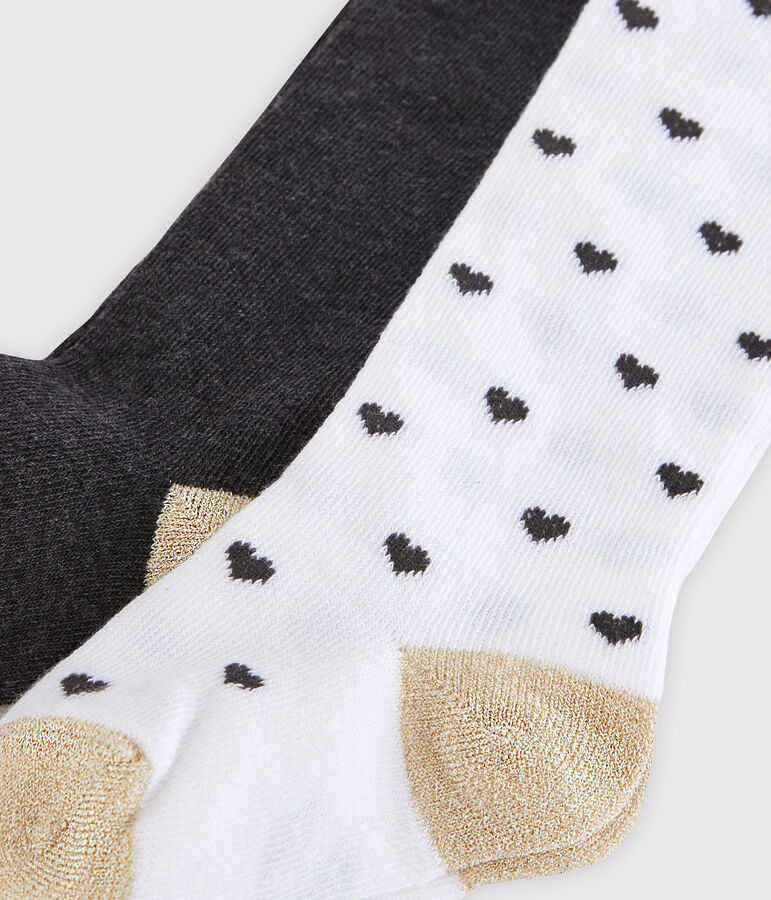 Confezione da 2 paia di collant beb&egrave; femmina bianco MARSHMALLOW/bianco MULTICO