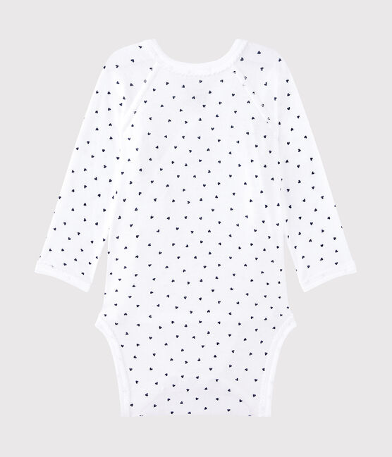 Body nascita femmina a maniche lunghe stampato bianco ECUME/blu MEDIEVAL