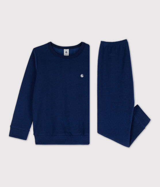 Pigiama in spugna bouclette grattata per bimba/bimbo blu MEDIEVAL