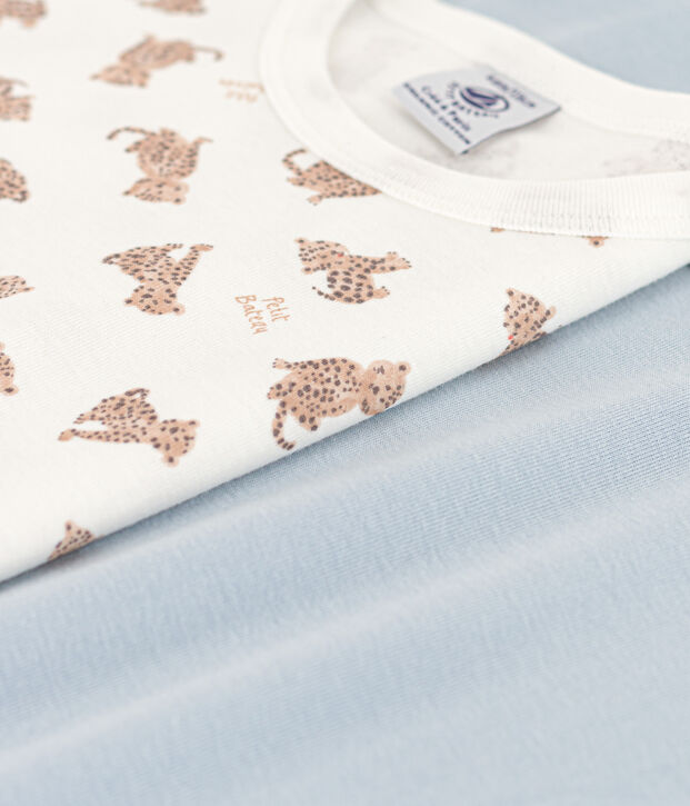 Confezione da 2 t-shirt manica corta bambino in cotone con leopardi multicolore