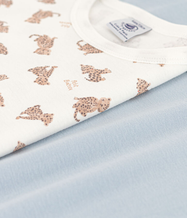 Confezione da 2 t-shirt manica corta bambino in cotone con leopardi multicolore