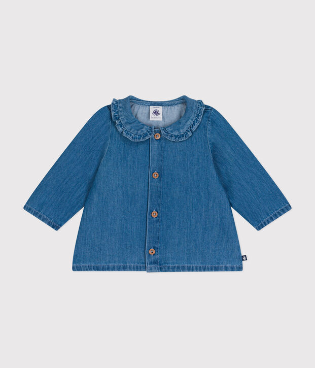 Blusa in denim leggero neonato blu