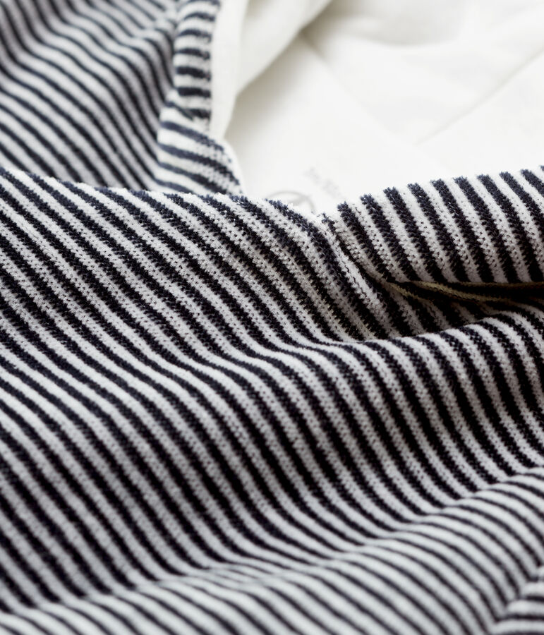 Giacca a righe con cappuccio beb&egrave; in cotone biologico bianco/blu