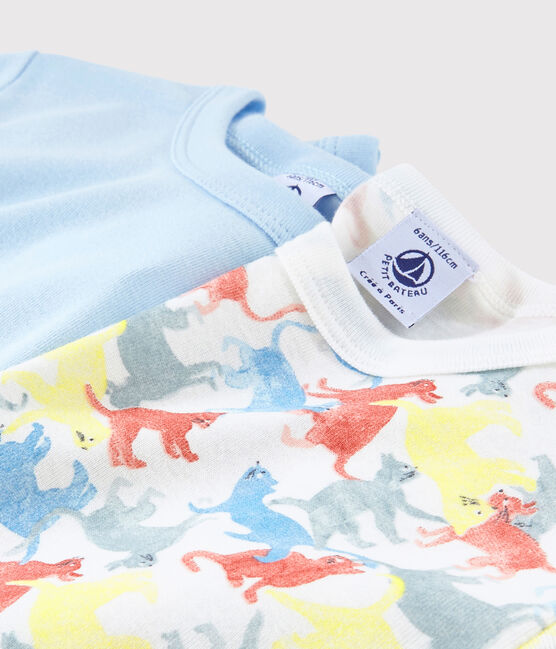 Cofezione da 2 t-shirt maniche corte fantasia gatti bambino in cotone biologico variante 1