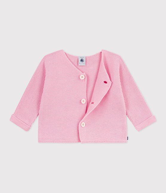 Cardigan in maglia di cotone a punto legaccio neonato rosa MARQUISE