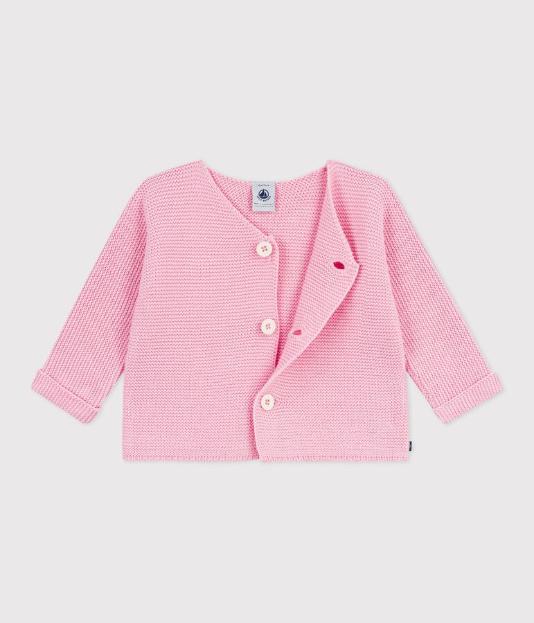 Cardigan in maglia di cotone a punto legaccio neonato rosa