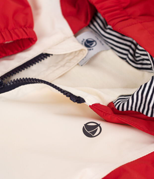 Giacca a vento con stampa color block, fodera millerighe neonato rosso/multicolore