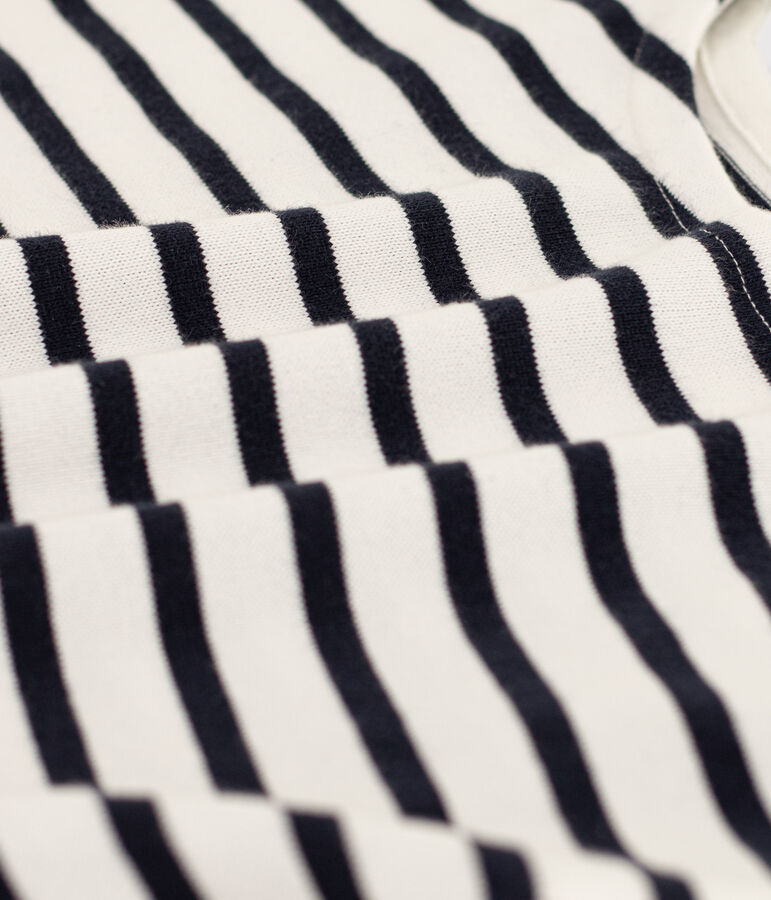 T-shirt a righe a maniche corte in cotone bambina bianco/blu